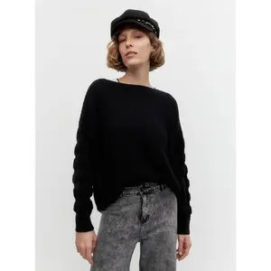 Puffy Sleeves Boat Neck Sweater