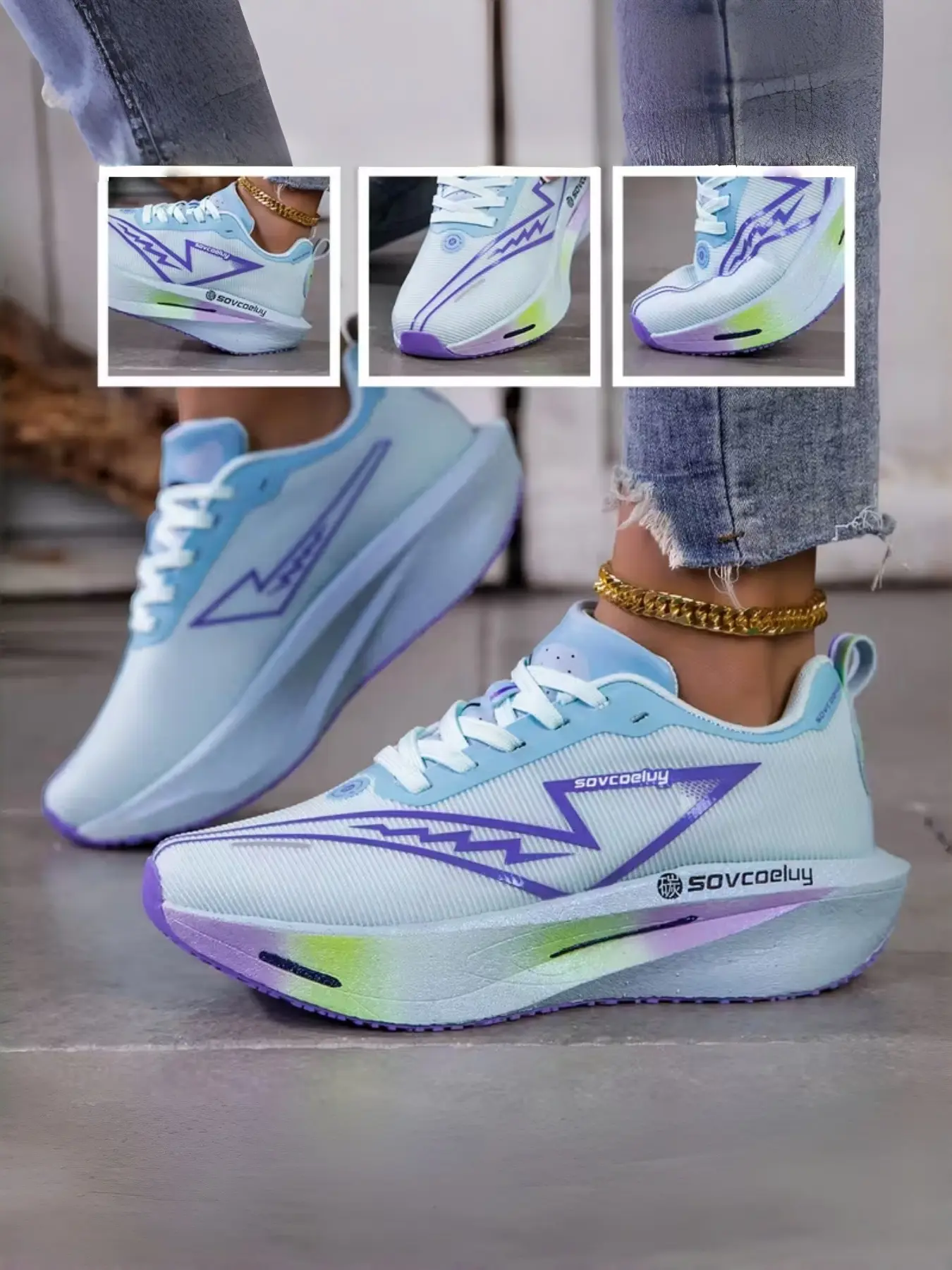 Women's Breathable Running Shoes with Carbon Plate Technology, Lightweight Anti-Slip Sports Shoes for Running, Walking, Training