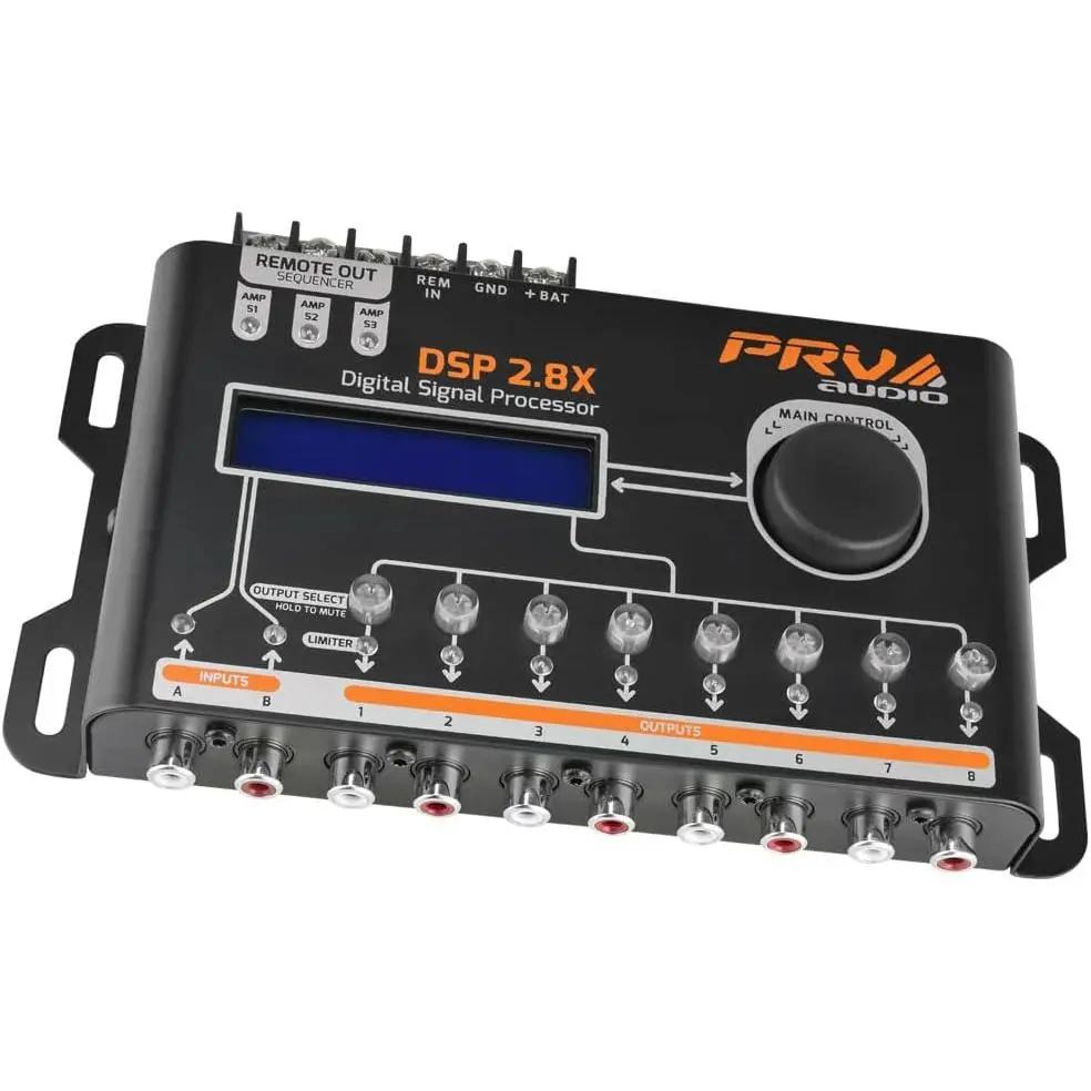 Car DSP 2.8X Digital Crossover and Equalizer 8 Channel Full Digital Signal Processor DSP with Sequencer Remote Relay