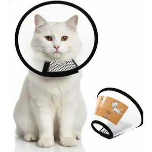 Soft Edge Pet Recovery Cone Collar, Adjustable Breathable Translucent Anti-Bite Protective Cone for Cats & Dogs
