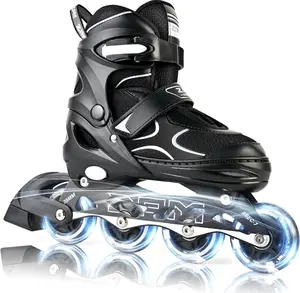 2PM SPORTS Adjustable Inline Skates with Light Up Wheels, Illuminating Roller Blades for Kids Boys Girls Ages 4-12, Beginner Skates for Youths Adults Men Women