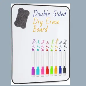 Small White Dry Erase Board Double Sided 14x11 Inch Mini Whiteboard with 8 Markers for Students Office Kitchen Home Easter Gift