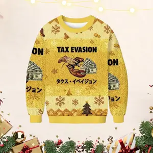 Funny Tax Evasion Christmas Sweater, Lobster Money Ugly Sweater, Cute Meme Holiday Crewneck