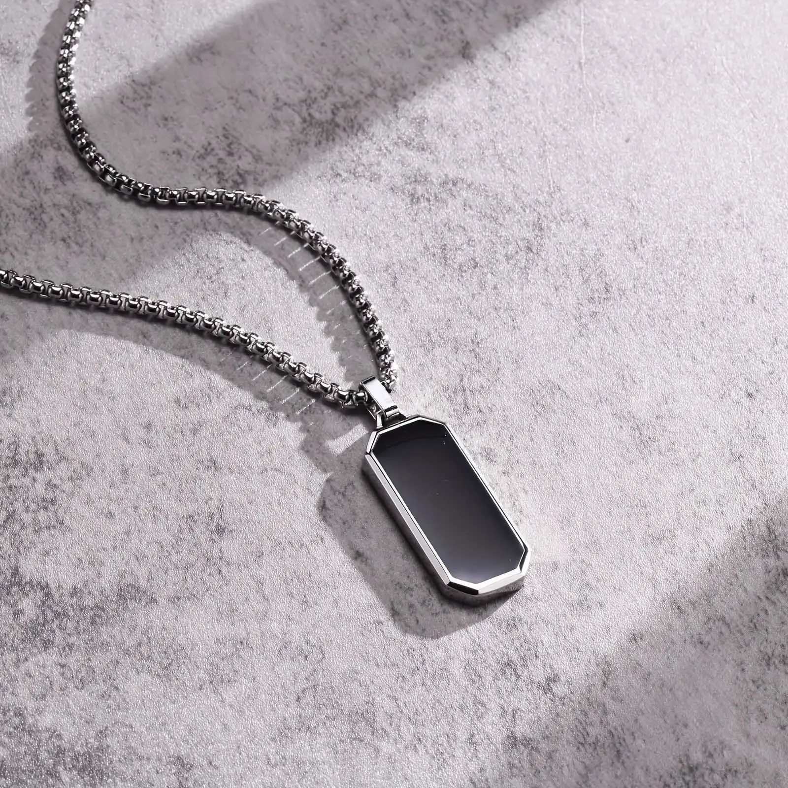 1 necklace, men's simple black oil dripping pendant—a sleek personalized gift. Bold matte black finish with drip-effect detailing, crafted for understated edge. Durable build, perfect for daily wear. personality, ideal for him.