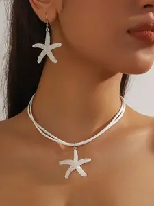 Boho Style Starfish Design Jewelry Set, Fashionable Jewelry Set, Fashion Necklace & Dangle Earrings, Fashion Jewelry for Party, Daily Decor, Trendy All-match & Exquisite Jewelry for Birthday Gift