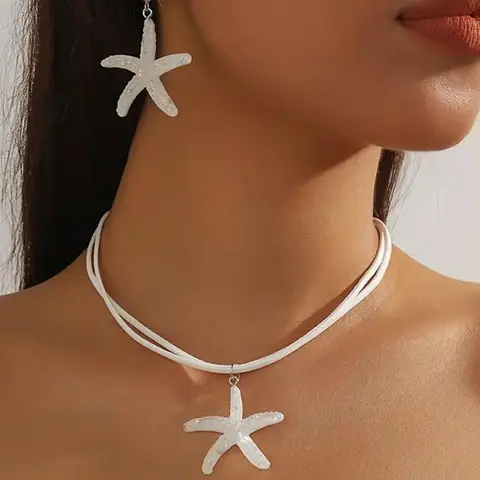 Boho Style Starfish Design Jewelry Set, Fashionable Jewelry Set, Fashion Necklace & Dangle Earrings, Fashion Jewelry for Party, Daily Decor, Trendy All-match & Exquisite Jewelry for Birthday Gift, Jewellery, Accessories Set