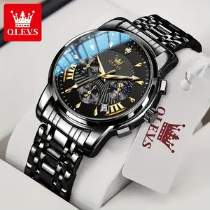 OLEVS Men's Watch Classic Stainless Steel Quartz Wristwatch Date Waterproof Luminous Business Casual Men's Watch Relojes De Hombre Black/White/Blue Dial