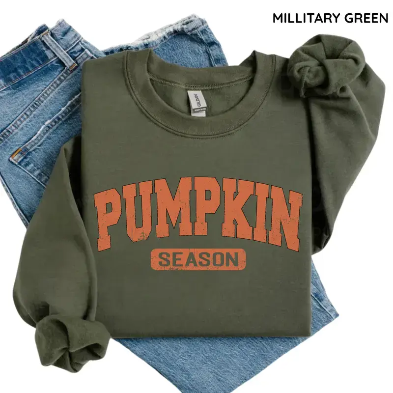 Pumpkin Season Sweatshirt, Vintage Varsity Fall Crewneck, Autumn Graphic Sweatshirt, Cozy Halloween Pumpkin Pullover, Halloween Shirt, Thanksgiving Unisex Fall Sweatshirt
