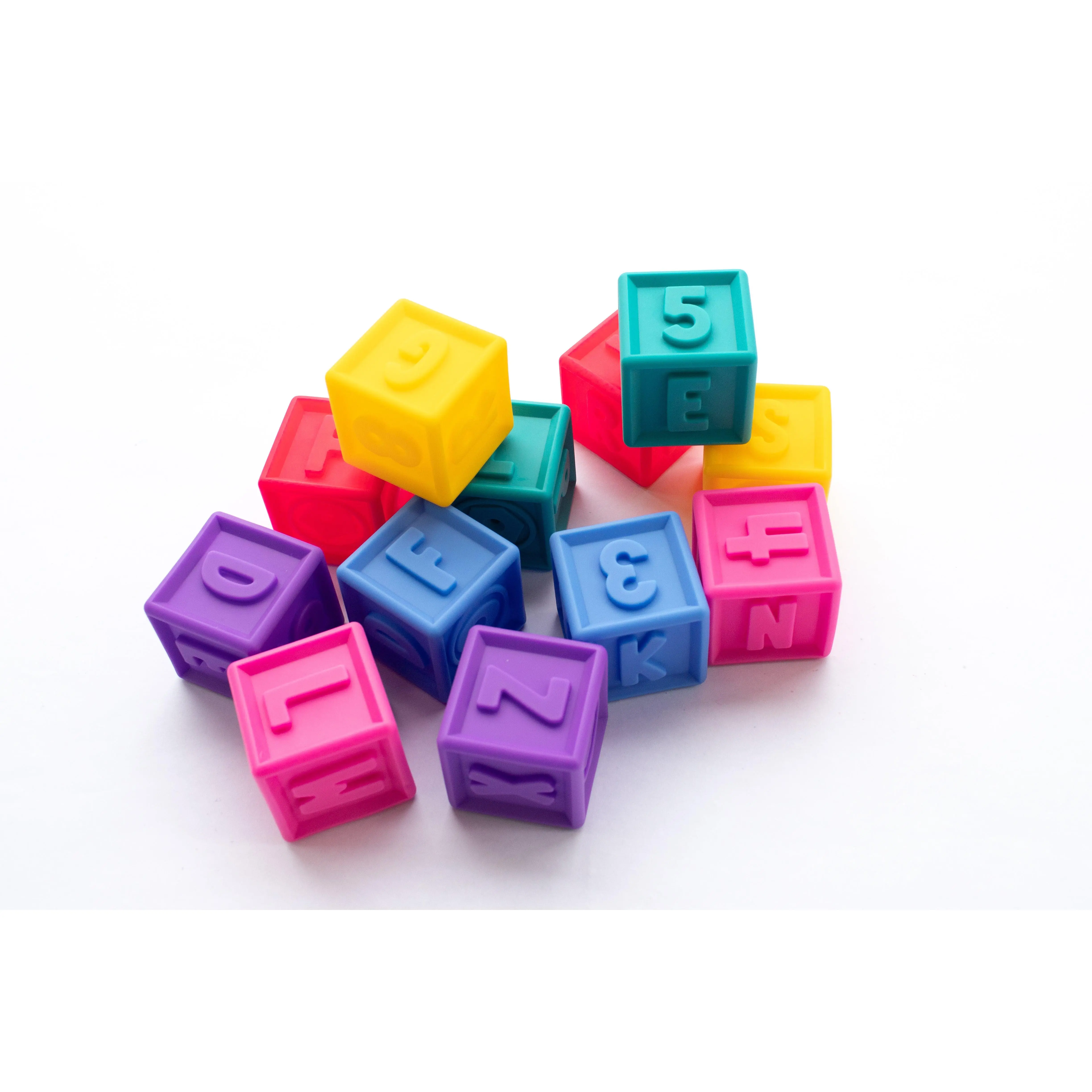 Squeeze & Stack Blocks For Toddlers & Kids – Includes 12 Blocks with Letters, Numbers & Shapes with Storage Bag - Fun Play & Learning Activity - Travel Friendly