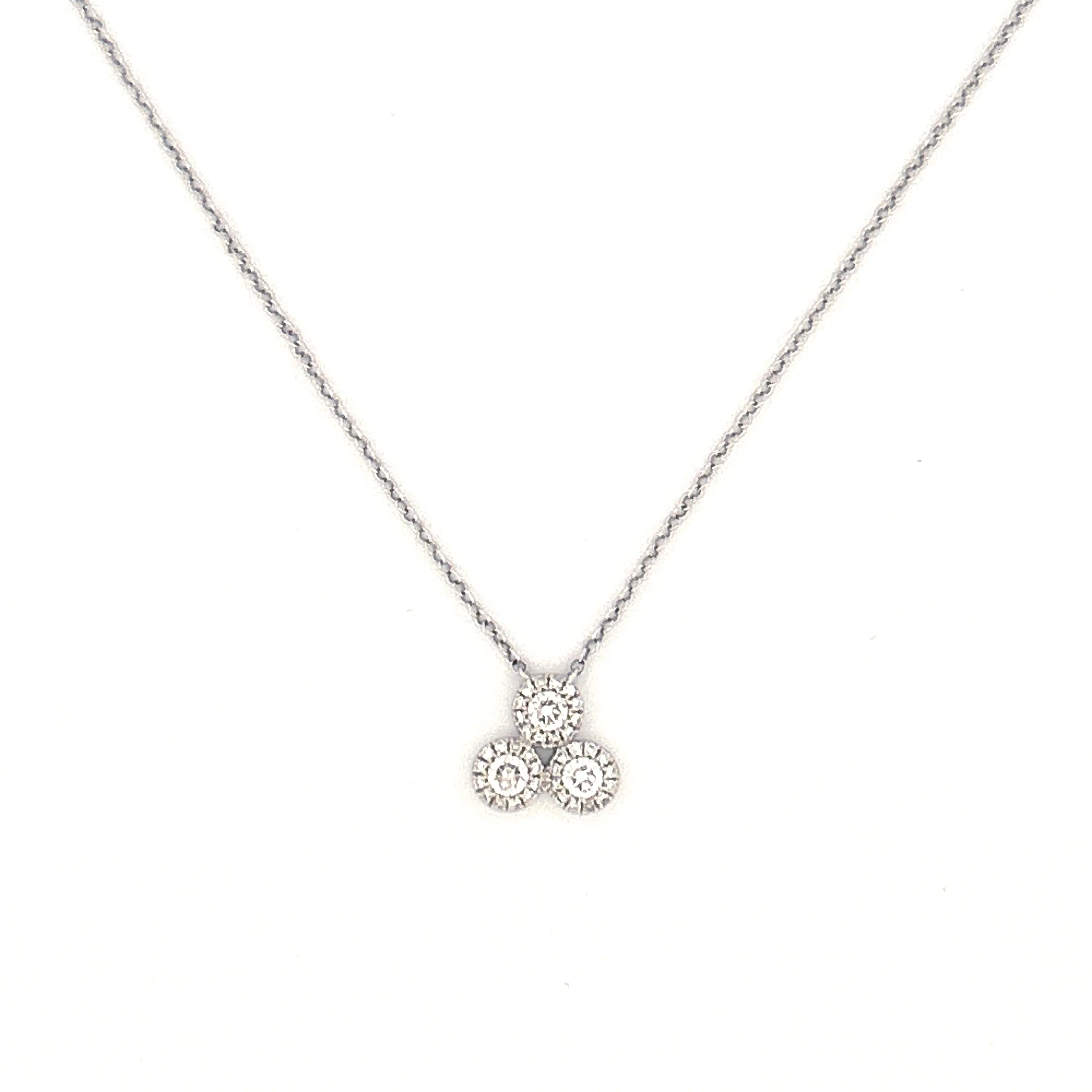 14K Gold Triple Round Halo Diamond Pendant