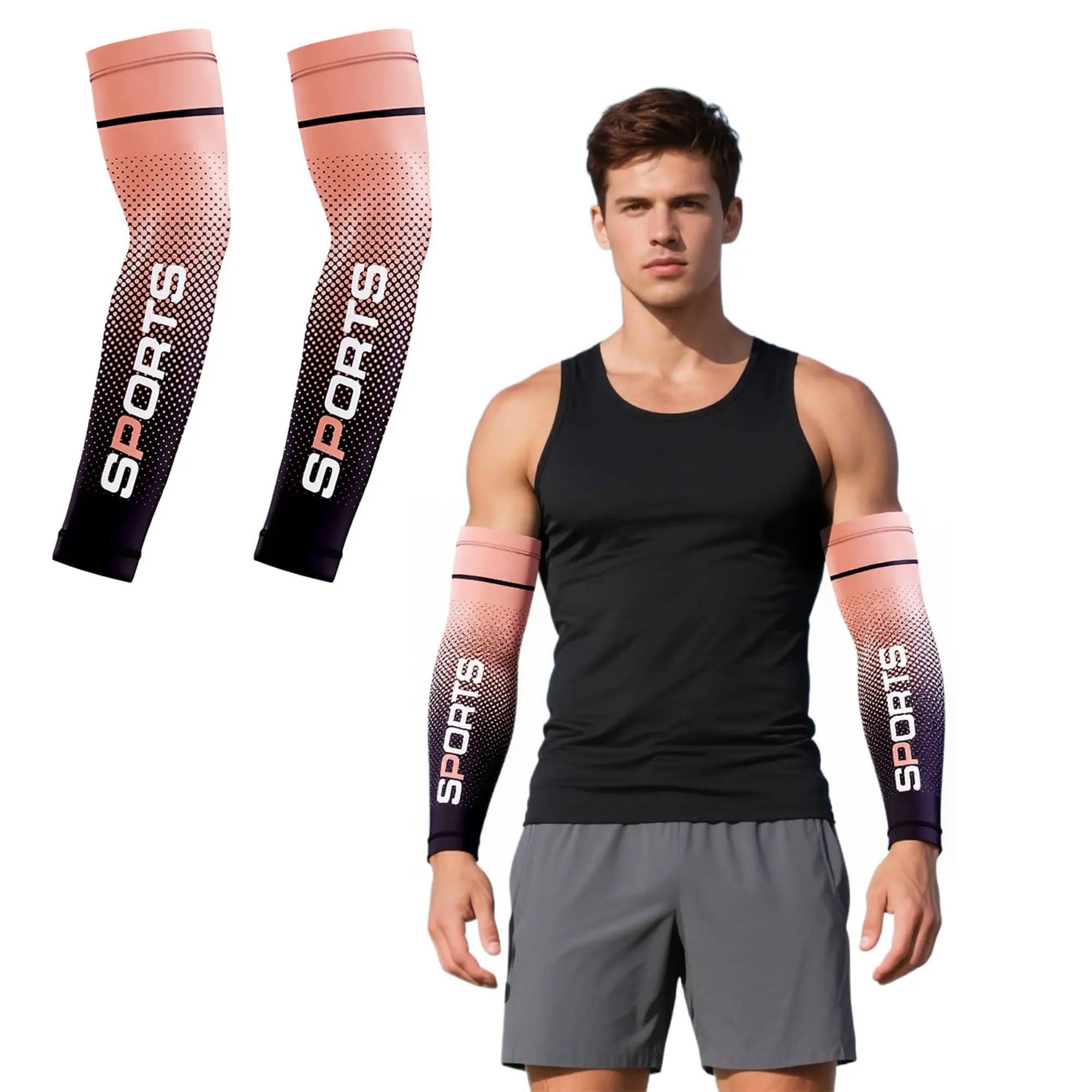 Cooling Ice Silk Compression Arm Sleeves UV Sun Protection Breatahble Arm Sleeves Anti Slip Sports Sleeves Quick Dry Men Women Compression Sleeves for Daily Training Cycling Hiking Golf