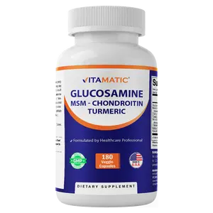 Vitamatic Glucosamine Chondroitin MSM 180 Veggie Capsules – Joint Support Supplement for Women & Men – Shellfish Free, Non-GMO