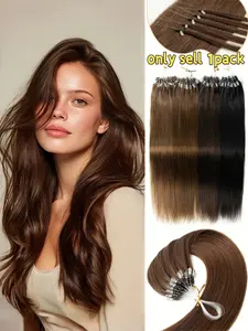 Micro Loop Human Hair Extensions, Micro Beads Loop Hair Extensions for Women, Natural Straight Real Hair, Easy to Install & Remove, Reusable & Long Lasting, No Damage to Scalp & Natural Hair, Invisible Design for Natural Look, Perfect for Daily