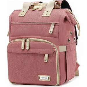Knitting Bag Backpack,Yarn Storage Organizer Travel Crochet Bag,Large Capacity Tote Bag Yarn Holder Case for Carrying Projects, Knitting Needles, Crochet Hooks Pink