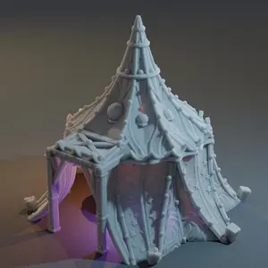 Kingdom of Guardia The Mystery Tent 3D Printed Enchanted Fairground Terrain for DND & TTRPGs Intricate Fabric Textures & Arcane Symbols for Immersive Experience