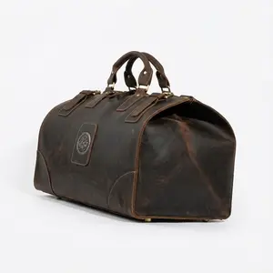 "Men's Vintage Faux Leather Duffel Bag Large Capacity Weekender Travel Luggage"