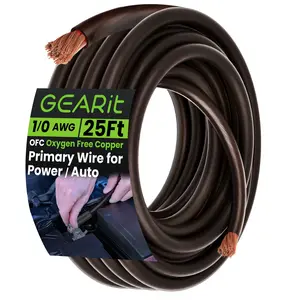 1/0 Gauge OFC Ground Wire - 0AWG Electrical Power Cable - 25 Feet 1/0 Gauge OFC Ground Wire - 0AWG Electrical Power Cable - 25 Feet