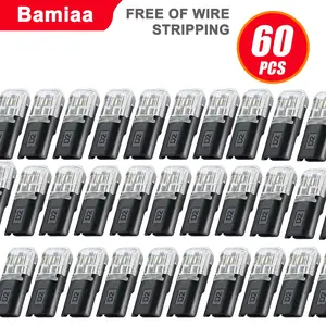 60-Pack 2-Pin Bidirectional Quick Connect Terminals, No Soldering, No Stripping, Plug-In Connector for LED Strip Lights, Low Voltage Car Use