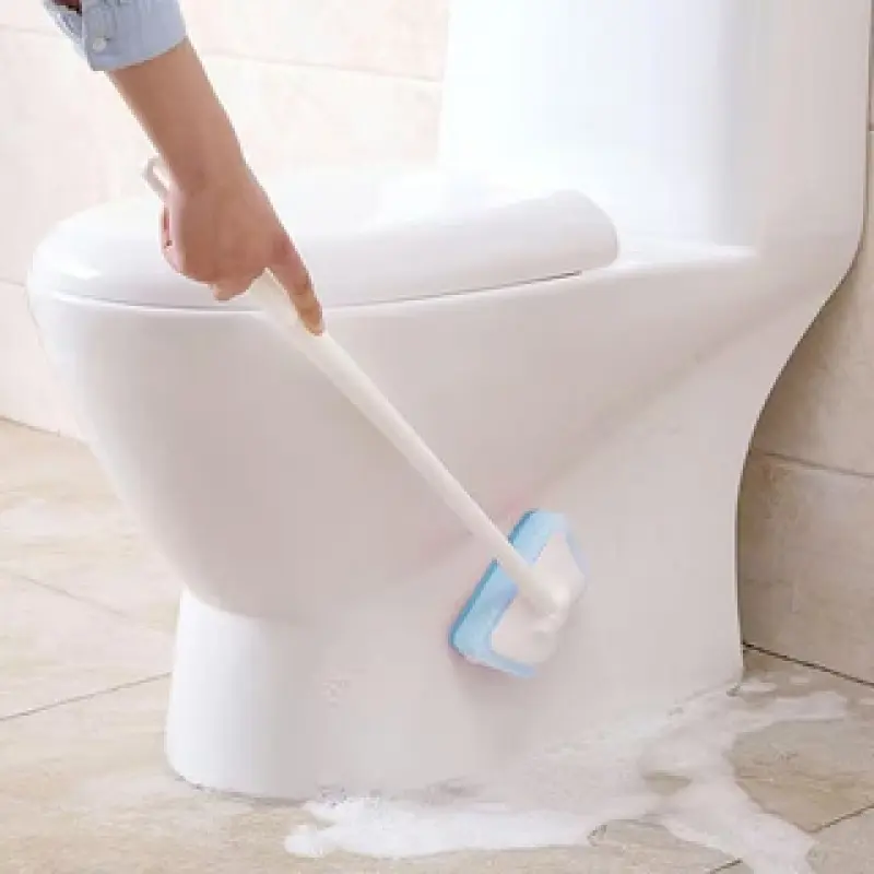 Long-handled bathroom wall and floor cleaning brush with detachable sponge head,Suitable for scrubbing tiles, bathtubs, and mosaics