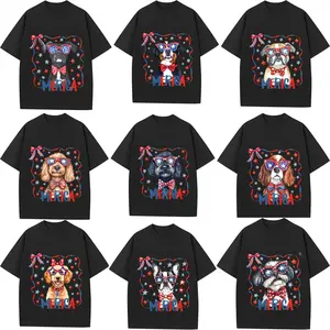 100% Cotton Patriotic Dog Print T-Shirt Merica Theme Summer Casual Wear For Dog Lovers And Pet Owners  Pet Festival