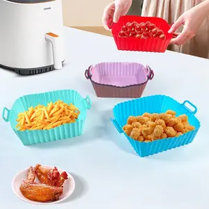 Silicone Square Pad for Air Fryer, Foldable Non-Stick Baking Tray, 7.87 Inch (20 Cm), Reusable Air Fryer Liners, Accessories