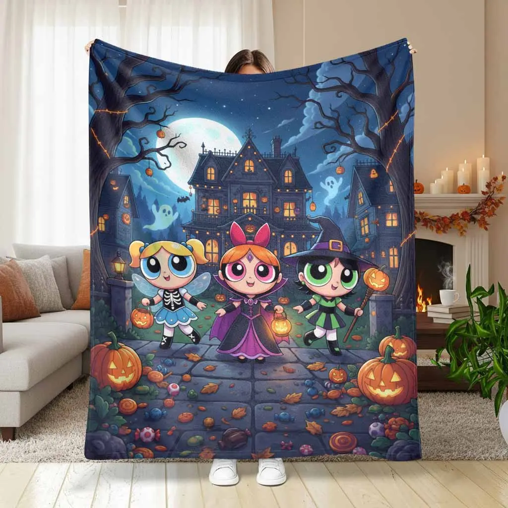Horror Movie Aesthetic Flannel Fleece Blanket, Pink Scream Mask Collage Print, Super Soft Lightweight Warm Throw, Cozy Bedding for Bedroom Couch, Halloween Party Gift for Friends, Unique Home Decor