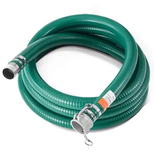 Suction Hose 2-Inch by 20-Foot Green Flexible Reinforced Water Transfer Hose with Complete Fittings, Connectors, Clamps, and Adapters for Drainage, Pool Maintenance, Pump Systems, Industrial Vacuuming and General Fluid Transfer