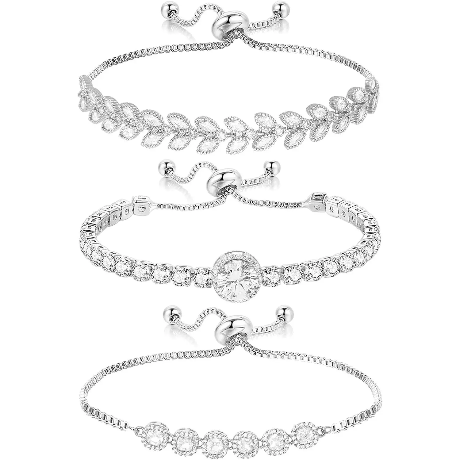 Tennis Bracelet for Women Cubic Zirconia Bracelets Adjustable Slider Bracelets