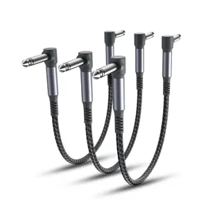 Guitar Patch Cables 6-Inch 3-Pack,6.35MM Effects Pedal Board Cord,1/4 Right-Angle Nylon Braided Instrument Audio ,Pedalboard Connector TS Copper Wire for Amp/Amplifier,Mixer,Electric Bass
