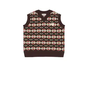 Wish Me Luck Diamond Vest in Brown & Diamond Plaid