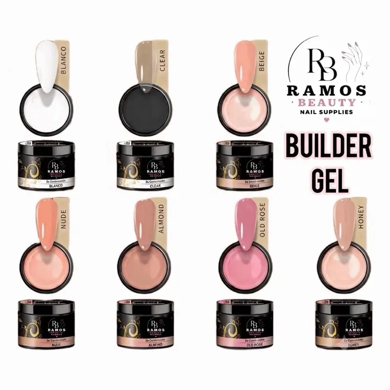 RAMOS BEAUTY Builder Gel - Nude, Beige, Almond, Honey, Old Rose, Clear, White - 100% Authentic , self leveling gel , non burning, UV / LED (30 gr)