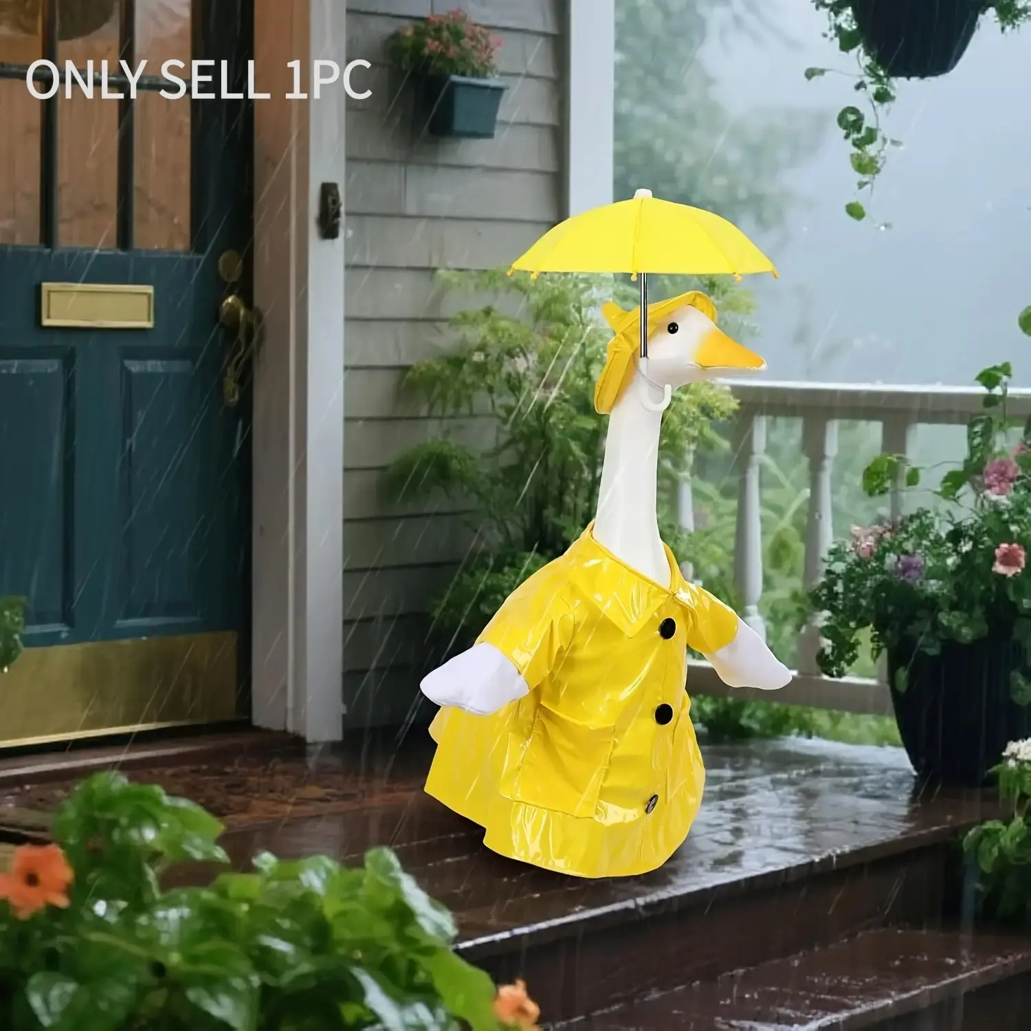 Cute Porch Goose Raincoat Set, Fits 58.42cm Goose Statue, Summer Garden Cement Goose, Outdoor Patio Sculpture Art Equipment, Garden Accessories