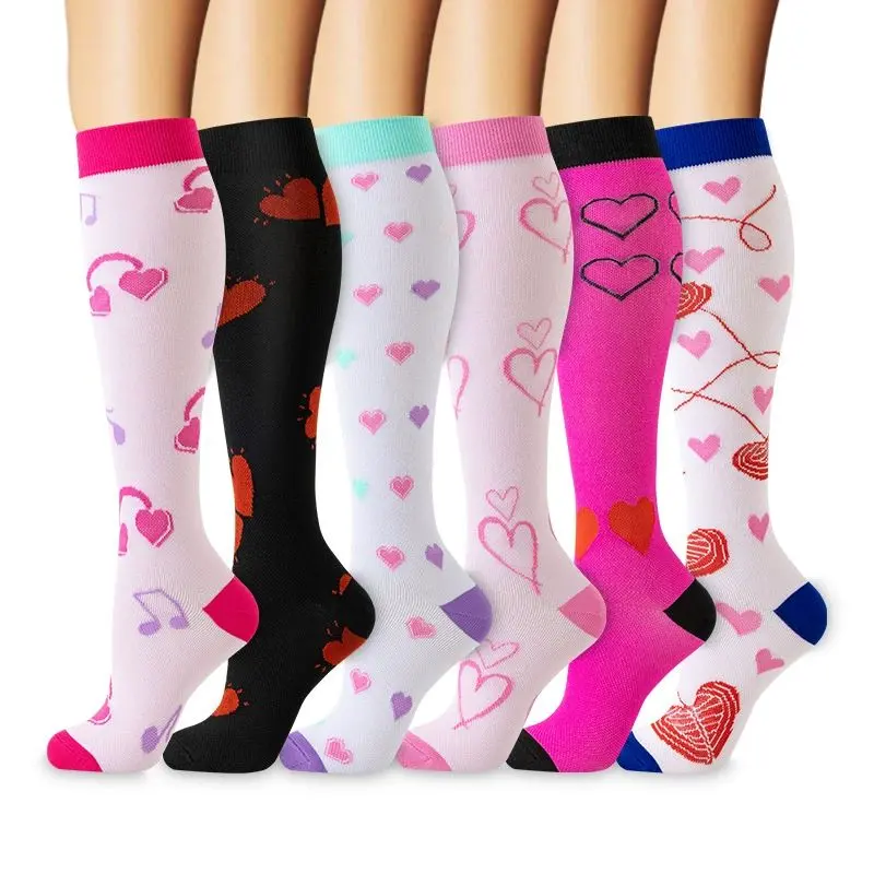 MhzyCaus 6-Pack Heart Pattern Calf Compression Socks for Men & Women – Breathable, Quick-Dry, Lightweight Socks for Running, Gym, Yoga, Travel & Everyday Comfort MhzyCaus 6-Pack Heart Pattern Calf Compression Socks for Men & Women – Breathable, Quick-Dry, Lightweight Socks for Running, Gym, Yoga, Travel & Everyday Comfort