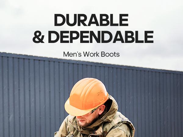 NORTIV 8 Waterproof Moc Toe Work Boots for Men Steel Toe Comfortable Leather Boots