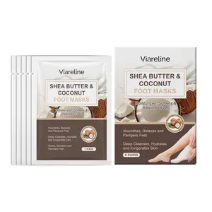 VIARELINE Shea Butter Coconut Foot Masks Shea Butter Repair Gentle Exfoliating Soothing Foot Masks
