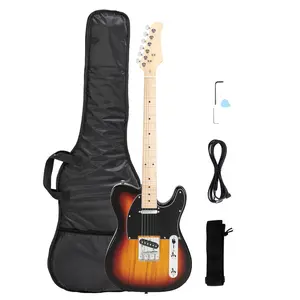 GTL Durable Electric Guitar Kit, Basswood Body, Bolt-On Neck, Maple Fingerboard, SS Pickup, Sunset Color, 22 Frets, 3-Way Switch, Volume & Tone Controls, Full Accessories