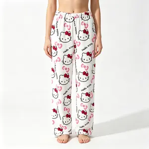 Sanrio Licensed Hello Kitty Soft Flannel Pajama Pants Comfy Loose Sleep Lounge Pants Cute Kawaii Loungewear Bottoms Gift for Teen Girls Women Sanrio Fans