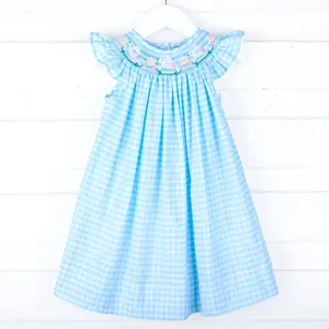 Hippity Hop Turquoise Bunny Smocked Dress - Girls Easter Outfit