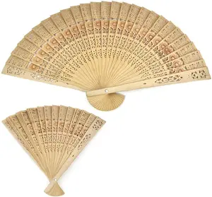 Wooden Bamboo Hand-Held Fans for Weddings Hand Folding Held Fan Wood Folding Hand Fan, Ornament Chinese Fan for Wedding Hand Fans for Weddings Decor Home Birthdays Gifts - DIY Decoration