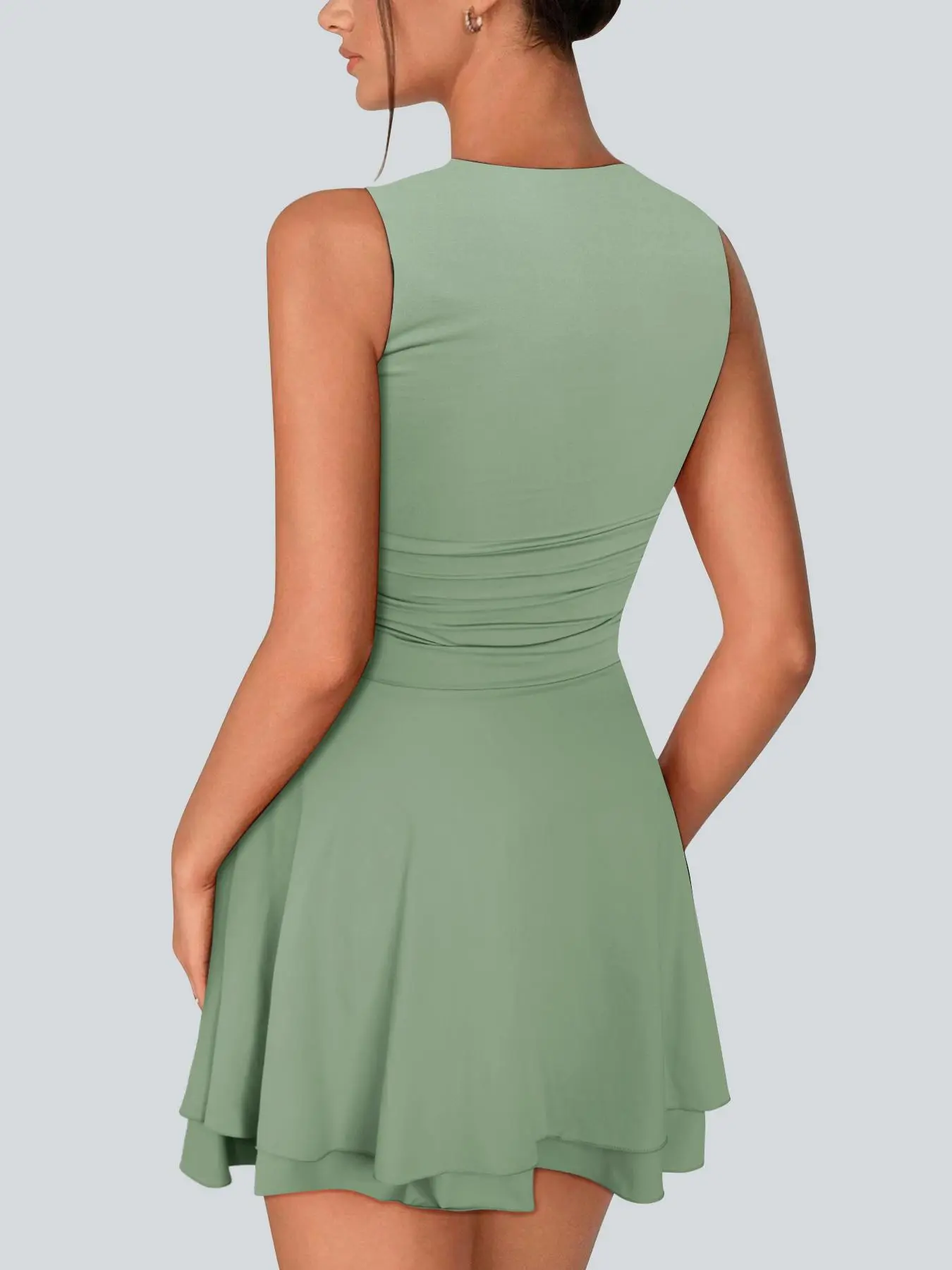 green corset mini dress Colors Dress 3655 - Short Glitter Mesh Sheath Dress main image 1