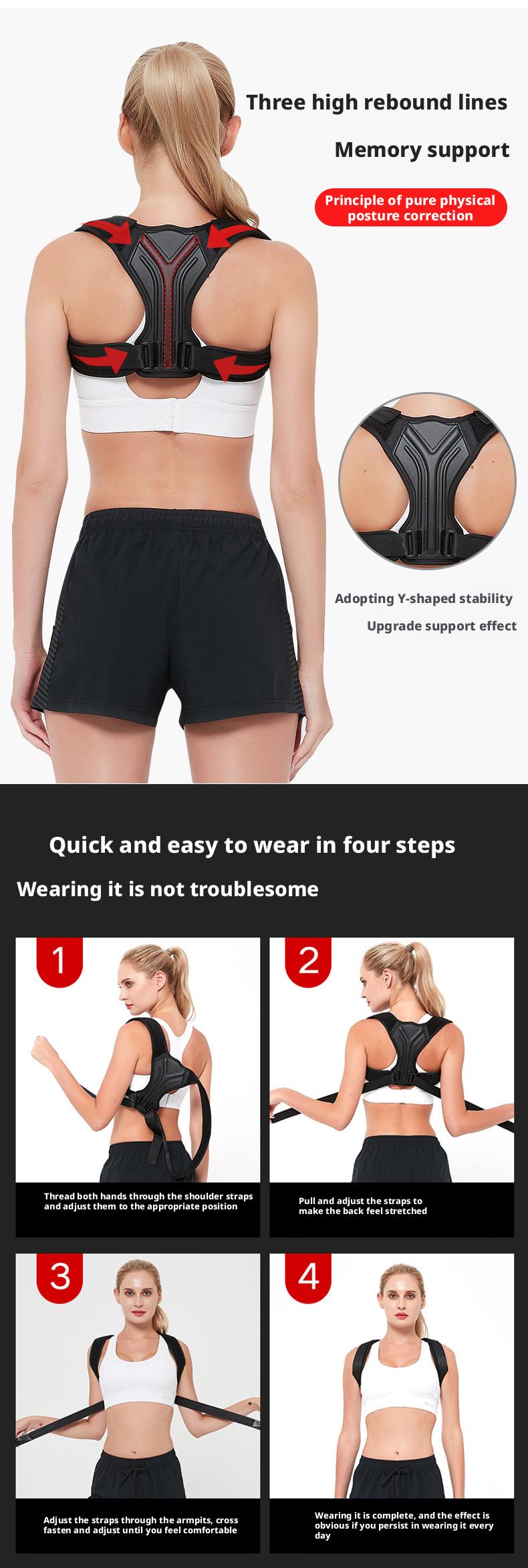 Unisex Adult Straight Back Invisible Inner Wear Lightweight Adjustable Back & Shoulder Support for Home Office & Sports