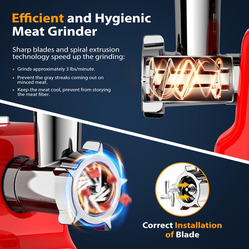 PANTI 300W Electric Meat Grinder & Sausage Stuffer, Meat Processor with 3 Grinding Plates/1 Blade/Kubbe Kit & Sausage Tube, Ideal for Home Use