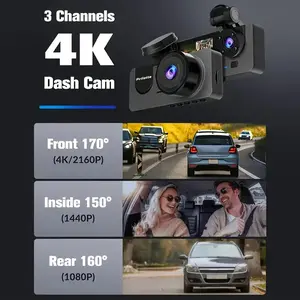 Panoramic three-recording driving recorder, high-definition night vision, three-lens monitoring in the front and rear of the car