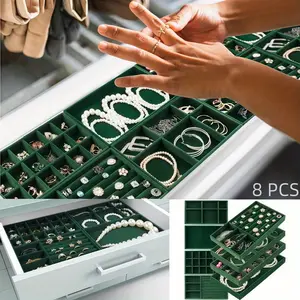 Set of 8 Stackable Glasses Jewelry Organizer Tray - Durable Plastic Watch Storage Box for Fashion Glasses, Eyewear, Accessories - Space-Saving Display Case for Home, Salon, Boutique, Jewelry Organizer Box