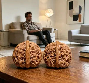 Unprocessed Raw Ginkgo Walnut Baoding Hand Massage Balls, Natural High-Oil Stress Relief Toys for Hand Use & Collecting