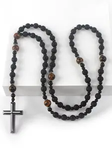 1 piece, handmade beaded cross pendant necklace, suitable as a fashionable accessory for daily wear and special occasions, an energy healing jewelry gift