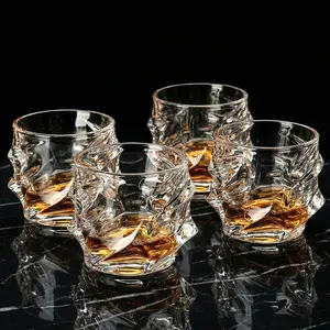 Handmade Crystal Clear Whiskey Glasses, Set of 4