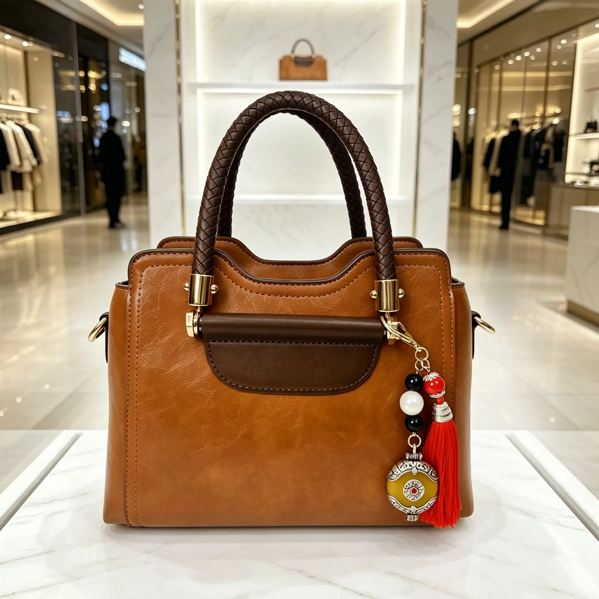 2026 New Retro Women’s Crossbody & Shoulder Bag - Premium Plain Material, Exquisite Pendant Decor, Multi-Comp, Zipper Closure, Double Handle, Detachable Adjustable Strap, Casual Luxury Purse for Daily & Evening Use, Ideal Gift for Girlfriend