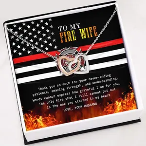 Necklace for Women Girl - to My Fire Wife Necklace - Firefighter Wife Necklace Gift from Husband - IHS BV875 - Necklace Jewelry with Gift Box for Birthday Anniversary. Necklace Jewelry With Meaningful Messages Card & Box