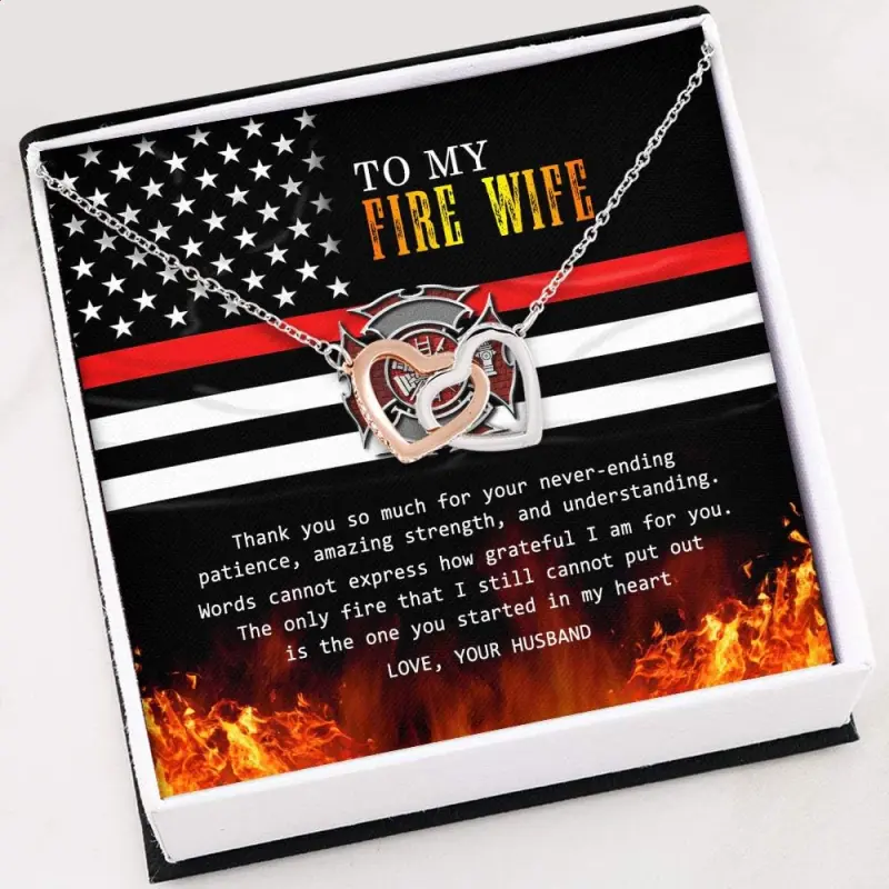 Necklace for Women Girl - to My Fire Wife Necklace - Firefighter Wife Necklace Gift from Husband - IHS BV875 - Necklace Jewelry with Gift Box for Birthday Anniversary. Necklace Jewelry With Meaningful Messages Card & Box